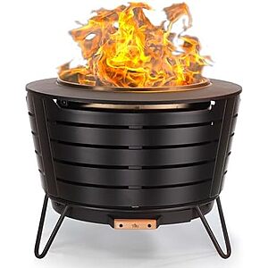 $199 | TIKI Patio Smokeless Fire Pit, 25 in Wood Burning Fire Pit with Cover at Amazon