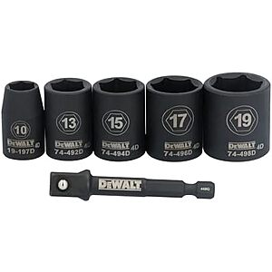 [AC] $13.30 | 6-Piece DEWALT 3/8 Impact Socket Set (DWAFSMSET6) at Amazon