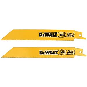 [NEW] $3.95 | 2-Pack DEWALT Reciprocating Saw Blades, Straight Back, 6-Inch, 14 TPI, (DW4808-2) at Amazon