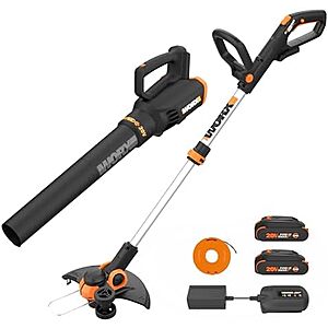 $95.99* | WORX 20V 12" Cordless String Trimmer & 360CFM Leaf Blower Kit (WG928) at Amazon