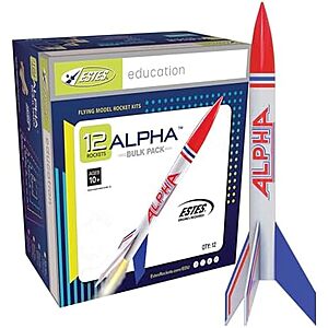 [NEW] $92.83 | 12-Pack Estes Alpha Rocket-Building Kits at Amazon