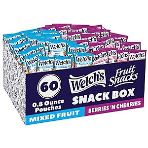 [SnS, AC] $7.19** | 60-Ct 0.8-Oz Welch's Fruit Snacks Bags (various) at Amazon (12￠ each)