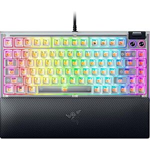 $100 | Razer BlackWidow V4 75% Mechanical Gaming Keyboard, Phantom White at Amazon