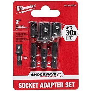 $8.21* | 3-Pc Milwaukee SHOCKWAVE Impact Duty Hex Shank Socket Adapter Set at Amazon