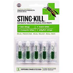 $4.99 | Sting-Kill Maximum Strength Bug Relief Disposable Swabs at Amazon