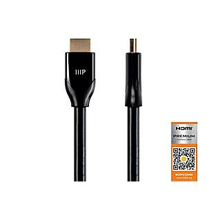[NEW] $5.59 | Monoprice Certified Premium HDMI Cable - 4K@60Hz, HDR, 18Gbps, YUV 4:4:4, 28AWG, 6 Feet, Black at Amazon