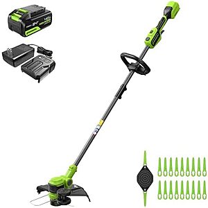$88.12* | Greenworks 24V 13 in String Trimmer, 20 Blades, 4.0 Ah Battery at Amazon