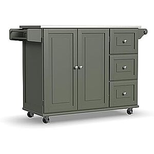 $54 | Homestyles Mobile Kitchen Island Cart with Stainless Steel Top, Sage Green at Amazon