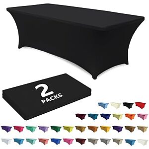 $11.25* | 2-Pack 6 FT ABCCANOPY Black Spandex Table Cover Stretch Fitted Wrinkle Resistant Tablecloth at Amazon