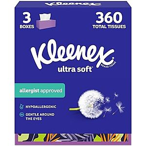 [SnS, AC] $10.75* | 3 &times; 3-Pack 120-Count Kleenex Ultra Soft Facial Tissues ($3.58 each) at Amazon