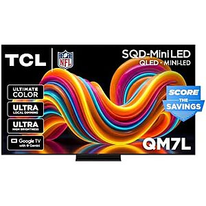 $999.99 | TCL 65 Inch Class QM7L Series SQD-Mini-LED QLED Smart TV at Amazon