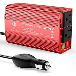 [AC] $19.43* | BESTEK 300W Car Inverter DC 12V to AC 110V w/ 2x AC & 2x USB A at Amazon