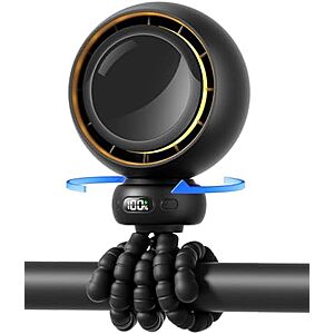 [Lightning Deal] $9.99* | Bearwind 4-Speed Auto Oscillation Portable USB-C Fan w/ Light & Flexible Tripod at Amazon