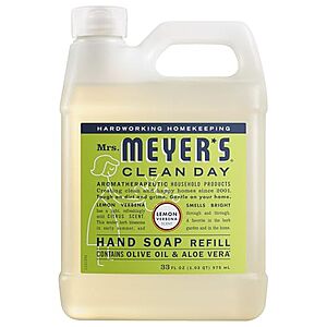 [SnS, AC] $35.61* | 7 &times; 33-Oz MRS. MEYER'S CLEAN DAY Liquid Hand Soap Refill (Lemon Verbena) ($5.09 each) at Amazon
