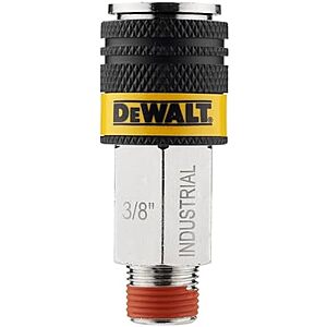 $6.99* | DEWALT 3/8-Inch Body Industrial Air Coupler with 3/8-Inch MNPT: High-Flow 6-Ball Design, 300 PSI at Amazon