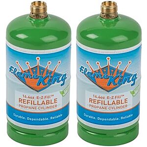 [AC] $25.95 | 2-Pack 16.4-oz Flame King EZ-Fill DOT Compliant Refillable Propane Cylinder Tank at Amazon