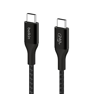 [NEW, AC] $7.49 | Belkin USB C to C 240W Braided Cable, 3.3ft, iPhone Charger Cord at Amazon