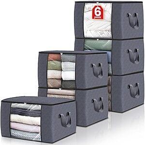 [AC] $12.99 | 6-Pack Fab Totes 60L Foldable Clothes/Blanket Storage Bags at Amazon