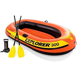 $19.99 | INTEX Explorer 300 Inflatable Boat w/ Aluminum Oars & Hand Pump (410-Lb Capacity) at Amazon