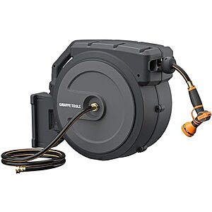 [NEW] $98 | Giraffe Tools Retractable Garden Hose Reel 5/8" 90FT Auto Rewind Wall Mount at Amazon