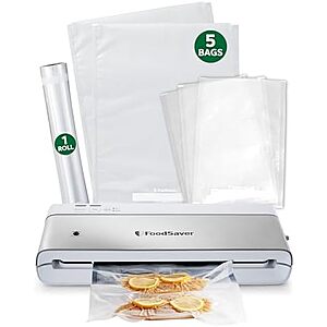 [Resale, AC] $23.90 | FoodSaver Compact Vacuum Sealer Machine with Airtight Bags and Roll (Used - Like New) at Amazon