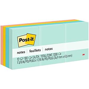 $5.24* | 12-Pads 1 3/8" x 1 7/8" Post-it Notes Note Pads (Beachside Cafe Collection) at Amazon