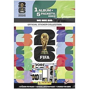 $3 | 2026 Panini FIFA World Cup Sticker Starter Bundle &ndash; Official Album + 5 Sticker Packs &ndash; Licensed Tournament Collection at Amazon