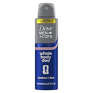 [SnS, AC] $1.76 | 2 &times; Dove Men Whole Body Deo Aluminum-Free Deodorant Spray, Bamboo + Aloe, 4 oz (88￠ each) at Amazon