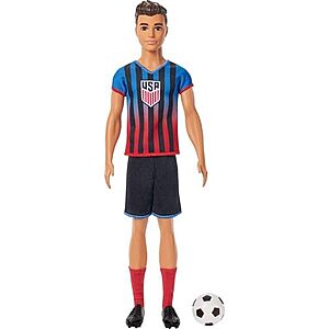 [NEW] $2.40 | Barbie Careers USSF Soccer Fashion Ken Doll Dressed in Removable Sport-Themed Outfit & Shoes with Accessories at Amazon