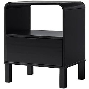 [NEW] $59.99 | Walker Edison Modern Curved-Top Solid Wood 1-Drawer Nightstand with Open Cubby, 24 Inch, Black at Amazon