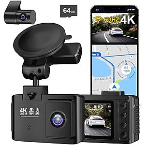[AC] $35* | Wanlipo Dual Channel 4K Front + 2.5K Rear Dash Cam w/ 64GB microSD at Amazon