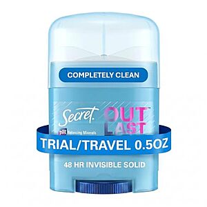 [SnS, AC] $3.50 | 3 &times; 0.5-Oz Secret Outlast Antiperspirant Deodorant for Women (Completely Clean) ($1.17 each) at Amazon