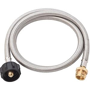 [NEW] $12.99 | Flame King 5-FT Steel Braided Hose, 1 lb to 20 lb Propane Tank Adapter at Amazon