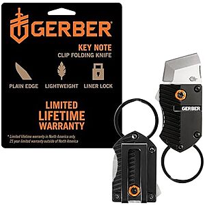 [NEW] $14.70 | Gerber Key Note EDC Keychain Mini Pocket Knife, 1" Plain Edge Blade, Black at Amazon