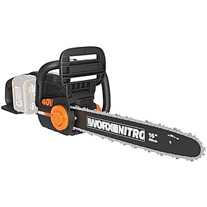 $104.99 | Worx Nitro 40V 16" Cordless Brushless Chainsaw 4.0 Ah Tool Only WG385.9 at Amazon