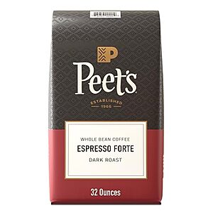 [SnS, AC] $18.61 | 32-Oz Peet's Coffee Dark Roast Whole Bean Coffee (Espresso Forte) at Amazon