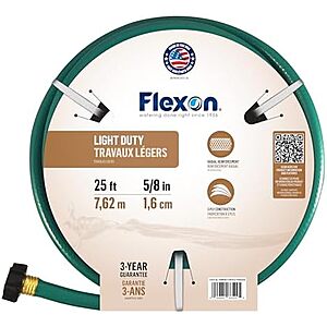 $8.83 | Flexon 5/8-Inch by 25-Foot Reinforced Garden Hose FR5825, Green at Amazon