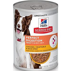 [SnS, AC] $18.87 | 12-Pack 12.5-Oz Hill's Science Diet Perfect Digestion, Adult 1-6, Wet Dog Food (Chicken, Vegetable & Rice Stew) at Amazon
