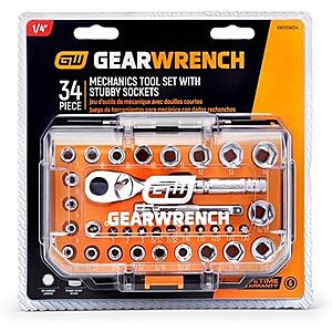 $29 | GEARWRENCH 34 Pc 1/4" Dr Stubby Socket Mechanics Hand Tool Set | GW72SWS14 at Amazon