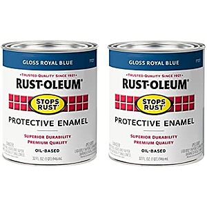 $18.44 | 2-Pack 12-Oz Rust-Oleum Stops Rust Brush On Protective Enamel Paint (Gloss Royal Blue) at Amazon