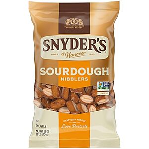 [SnS, AC] $5.61 | 2 &times; 16-Oz Snyder's of Hanover Sourdough Nibblers Pretzels ($2.81 each) at Amazon