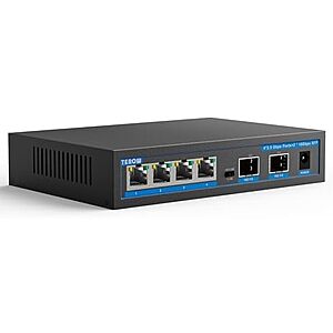 [AC] $27.99* | 6-Port TEROW Unmanaged Ethernet Switch (4x 2.5G Base-T + 2x 10G SFP) at Amazon