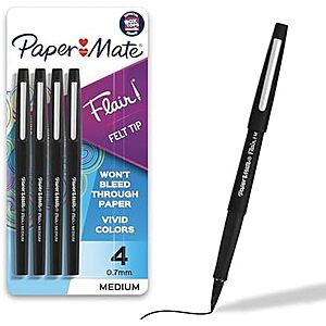 [AC] $7.48* | 2 &times; 4-Count Paper Mate Flair Felt Tip Pens (Medium Point 0.7mm Black) ($3.74 each) at Amazon
