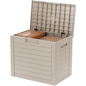 $27.99 | IRIS USA 35 Gallon Outdoor Deck Box, Lockable, Weather-Resistant, Beige at Amazon