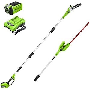 [NEW] $159.98 | Greenworks 40V 8 in Pole Saw Hedge Trimmer Kit, 2.0 Ah Battery and Charger at Amazon