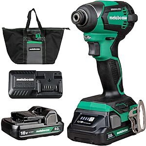 [NEW] $74.32 | Metabo HPT 18V Cordless Brushless, Impact Driver Kit, WH18DEX at Amazon