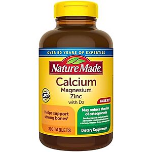 [SnS, AC] $3.92 | 300-Count Nature Made Calcium Magnesium Zinc with Vitamin D3 at Amazon