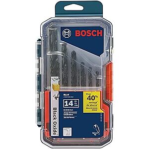 $12.99* | 14-Pc Bosch BL14 Black Oxide HSS Jobber Metal Twist Drill Bit Set at Amazon
