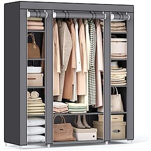 $31.42 | SONGMICS Closet Wardrobe, Portable Closet, Clothes Storage Organizer at Amazon