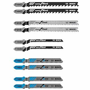 $9.98 | Bosch T5002A 10 pc. T-Shank Jig Saw Blade Set for Wood and Metal at Amazon
